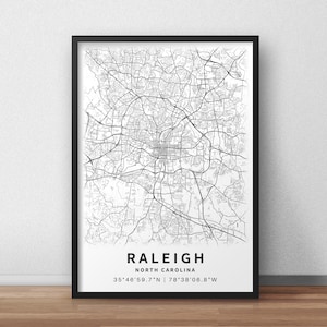 Raleigh North Carolina Map with Street Names, Printable Raleigh City Poster (Instant Download) image 5