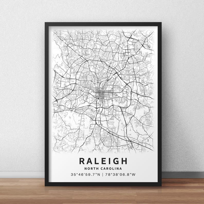 Raleigh North Carolina Map with Street Names, Printable Raleigh City Poster (Instant Download) image 5