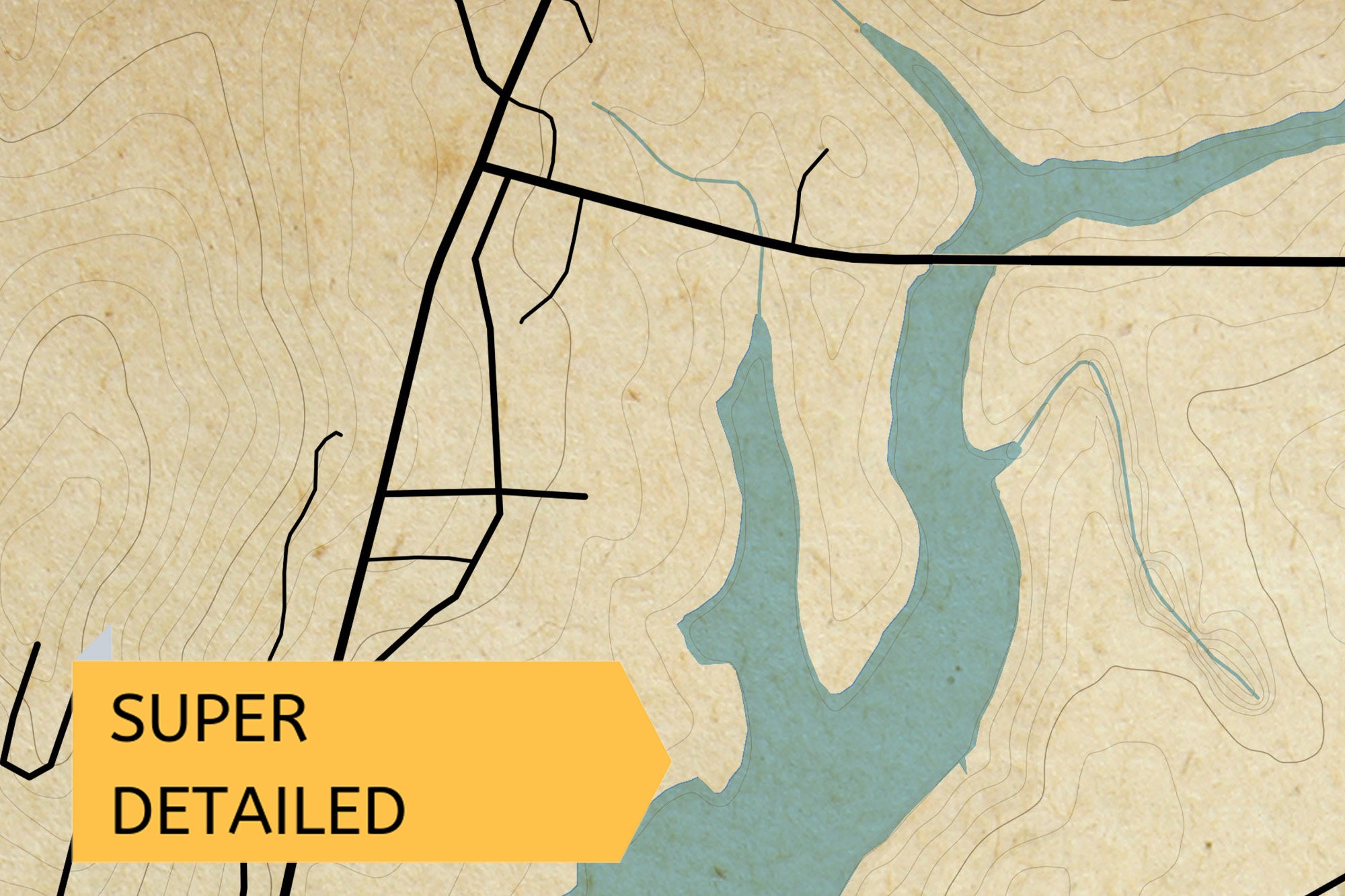 Vintage Style Map of Collins Lake California USA Instant Etsy