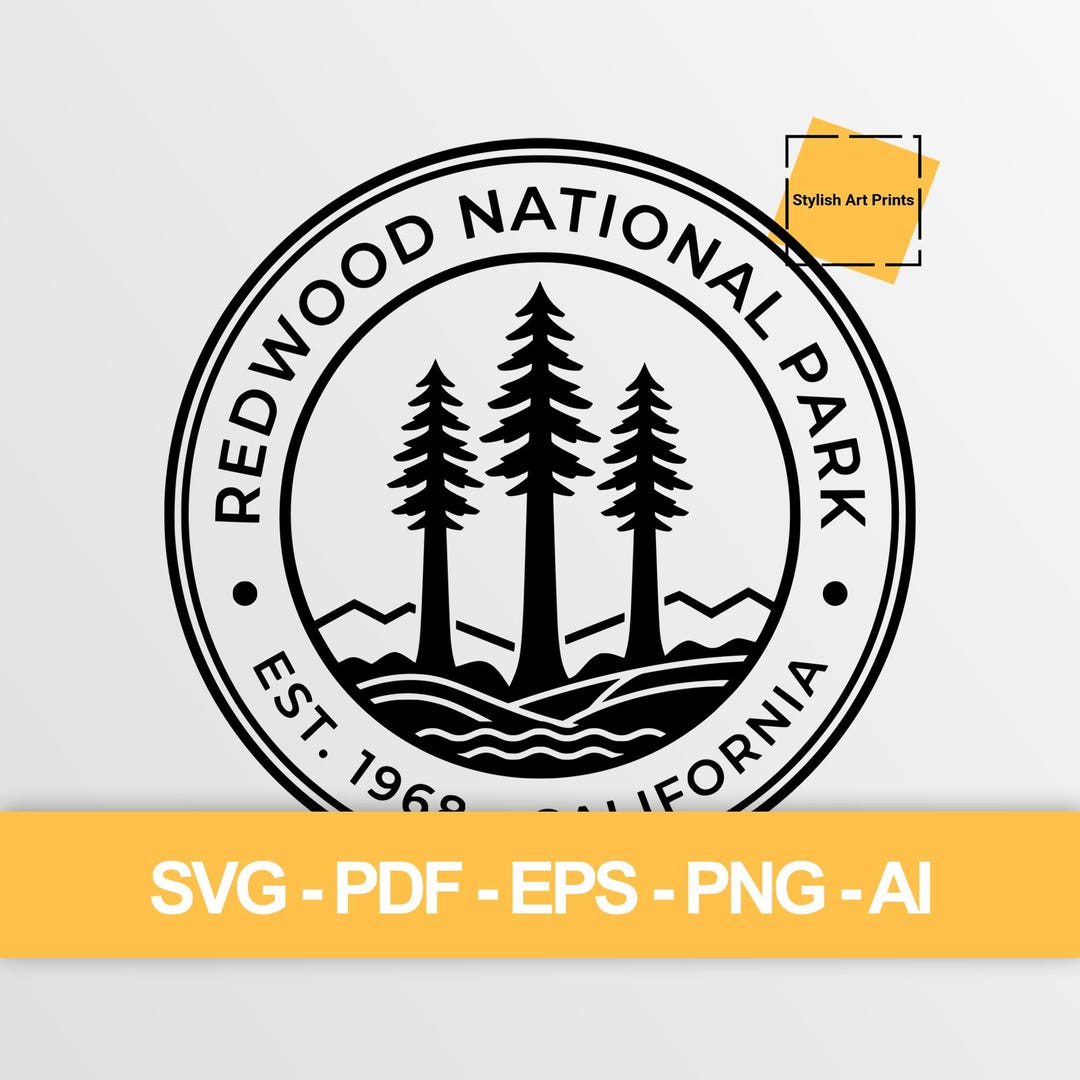 Redwood National Park Vector Clipart (SVG, PNG, PDF), Redwood Cutting ...