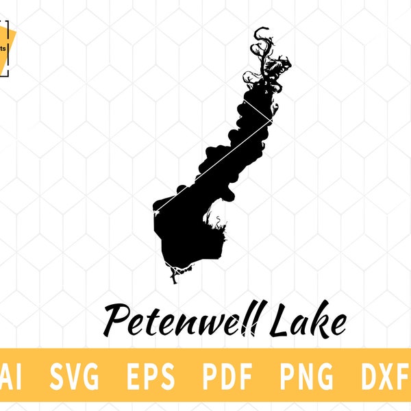 Petenwell Lake Wisconsin map, Vector File - Instant Download SVG \ DXF \ PNG \ Cutting \ Commercial License Included