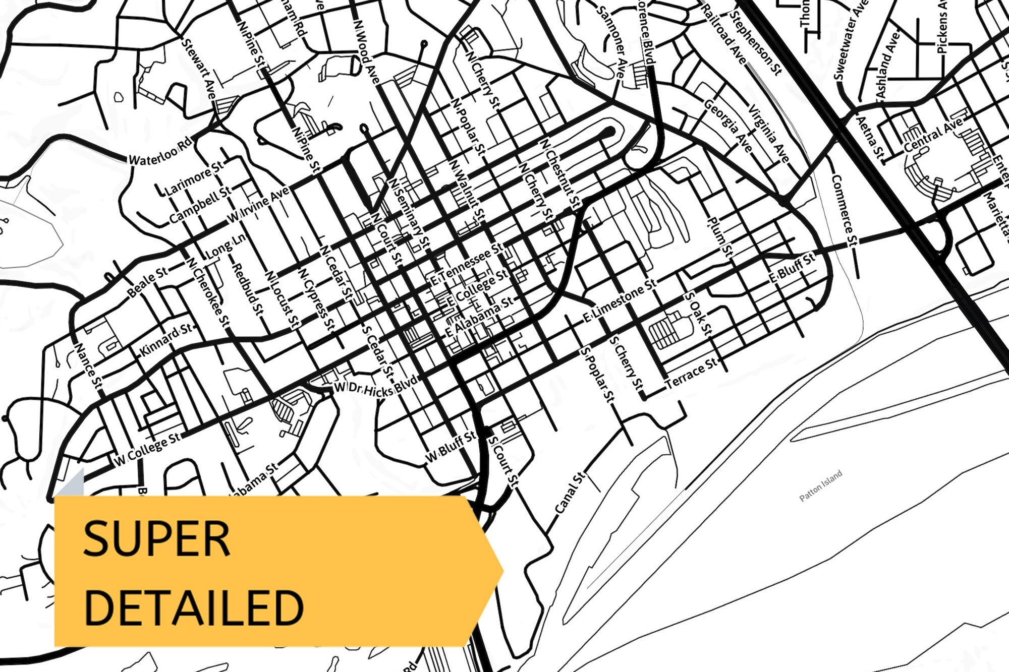 Printable Map of Florence Alabama AL United States With Etsy Australia