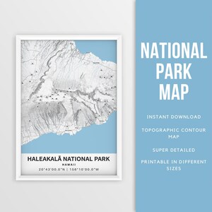 Druckbare Karte Haleakalā National Park, Maui, Hawaii Topographie Poster - Sofortiger Download Photo Map Photo Map Photo Map Poster