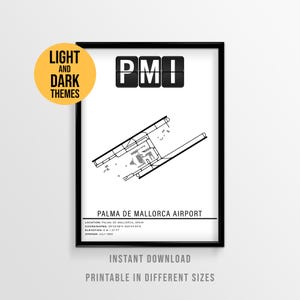 Palma de Mallorca Airport Poster, PMI Son Sant Joan Map, Mallorca Travel (Instant Download)