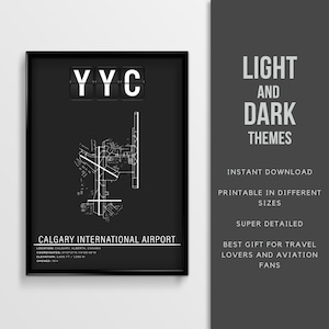 YYC Calgary International Airport Poster - Instant Download \ Airport Map \ Gift Pilot \ Wall Art \ Printable \ Canada Travel Poster