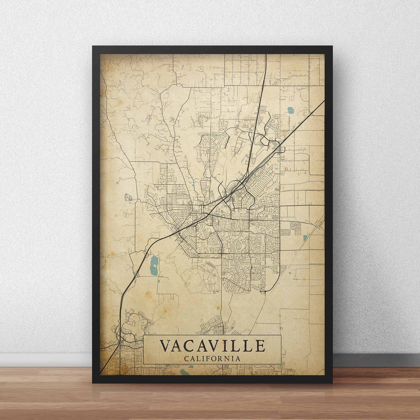 Vacaville CA Vintage Style Map California USA Rustic Poster Etsy