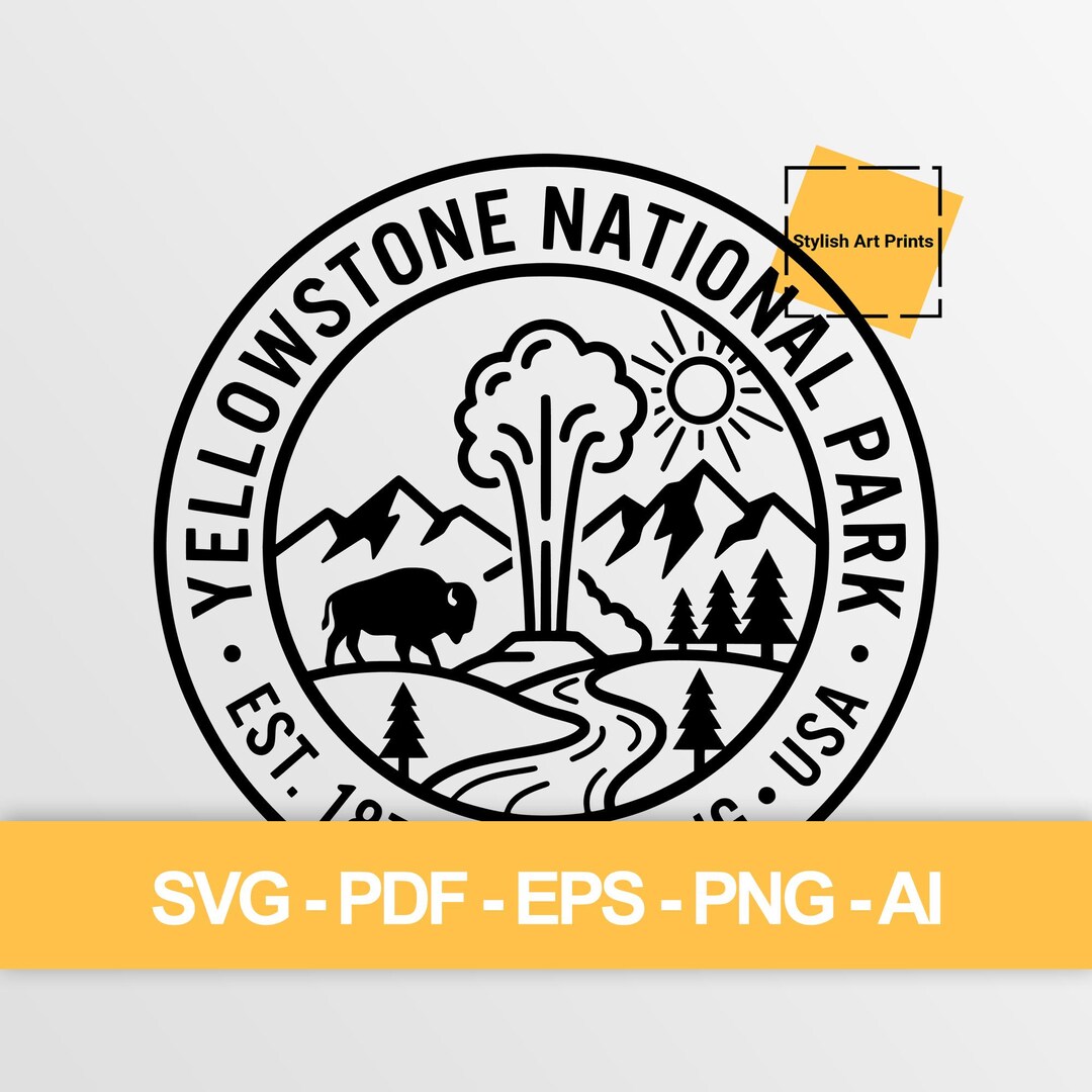 Yellowstone National Park Vector Clipart (SVG, PNG, PDF), Yellowstone ...