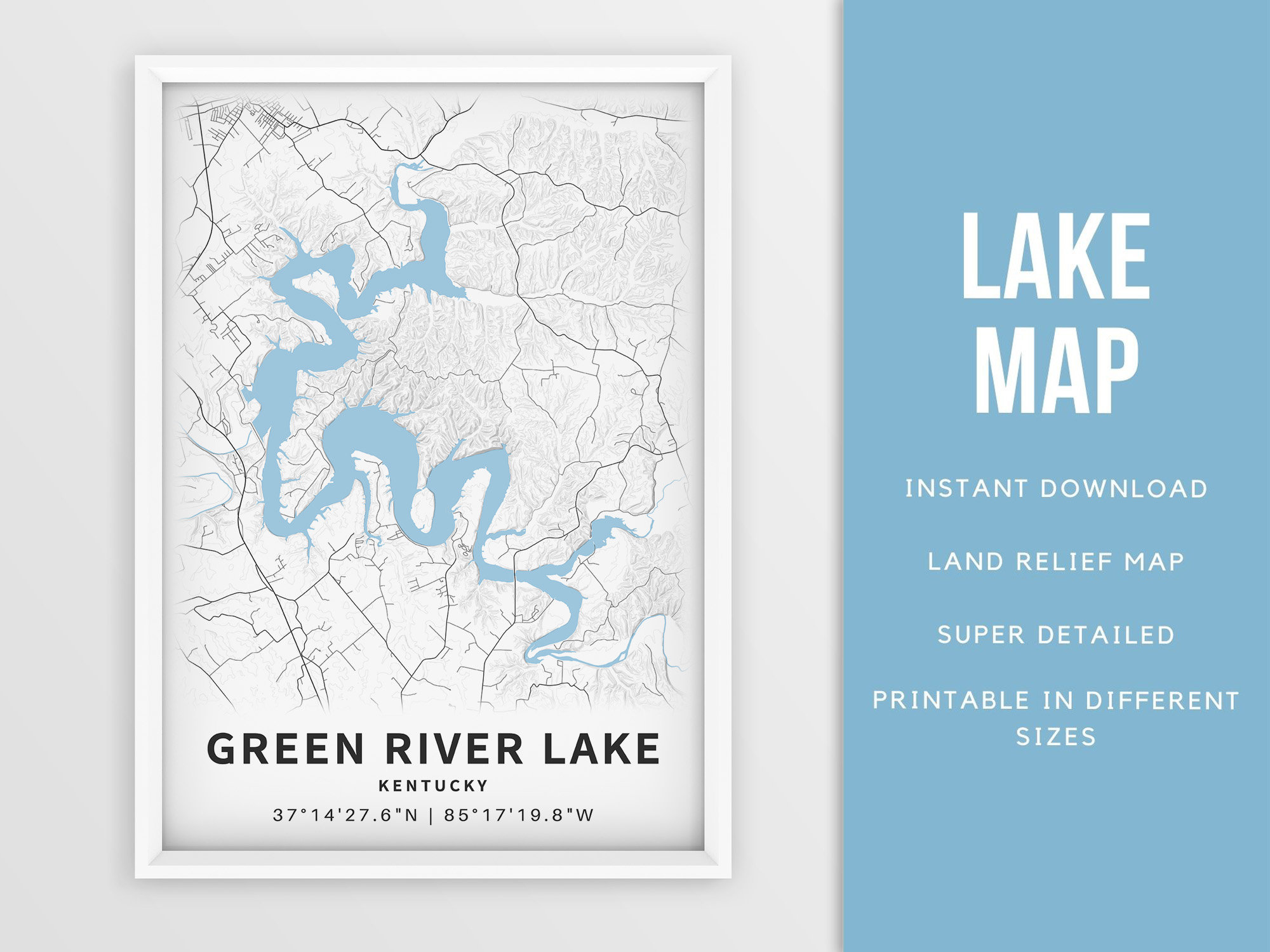 Printable Map of Green River Lake Kentucky United States - Etsy