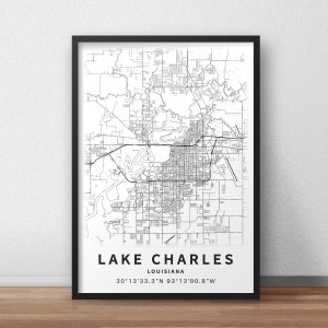 Printable Map of Lake Charles, Louisiana, USA With Street Names ...