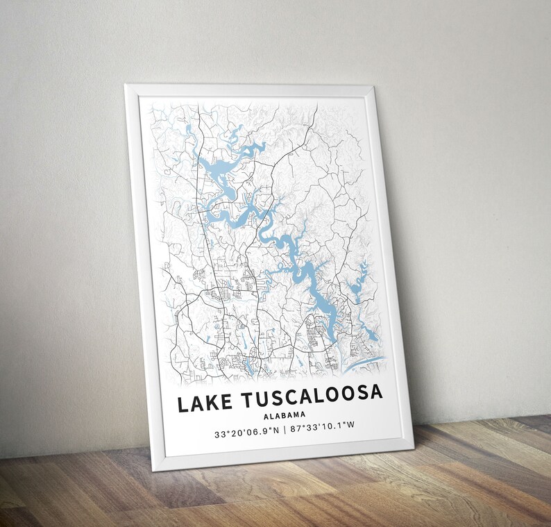 Printable Map of Lake Tuscaloosa Alabama United States - Etsy