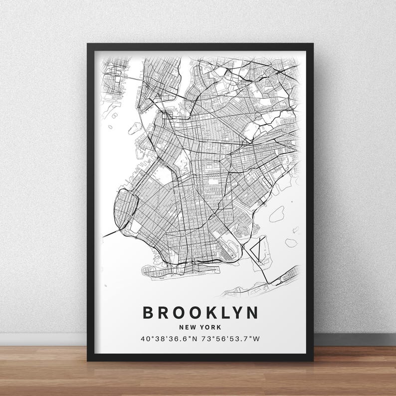Brooklyn Map with Street Names, Printable New York City Poster (Instant Download) image 5