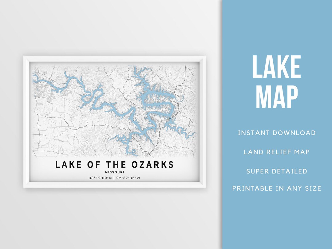 Printable Map Lake of the Ozarks Missouri United States - Etsy