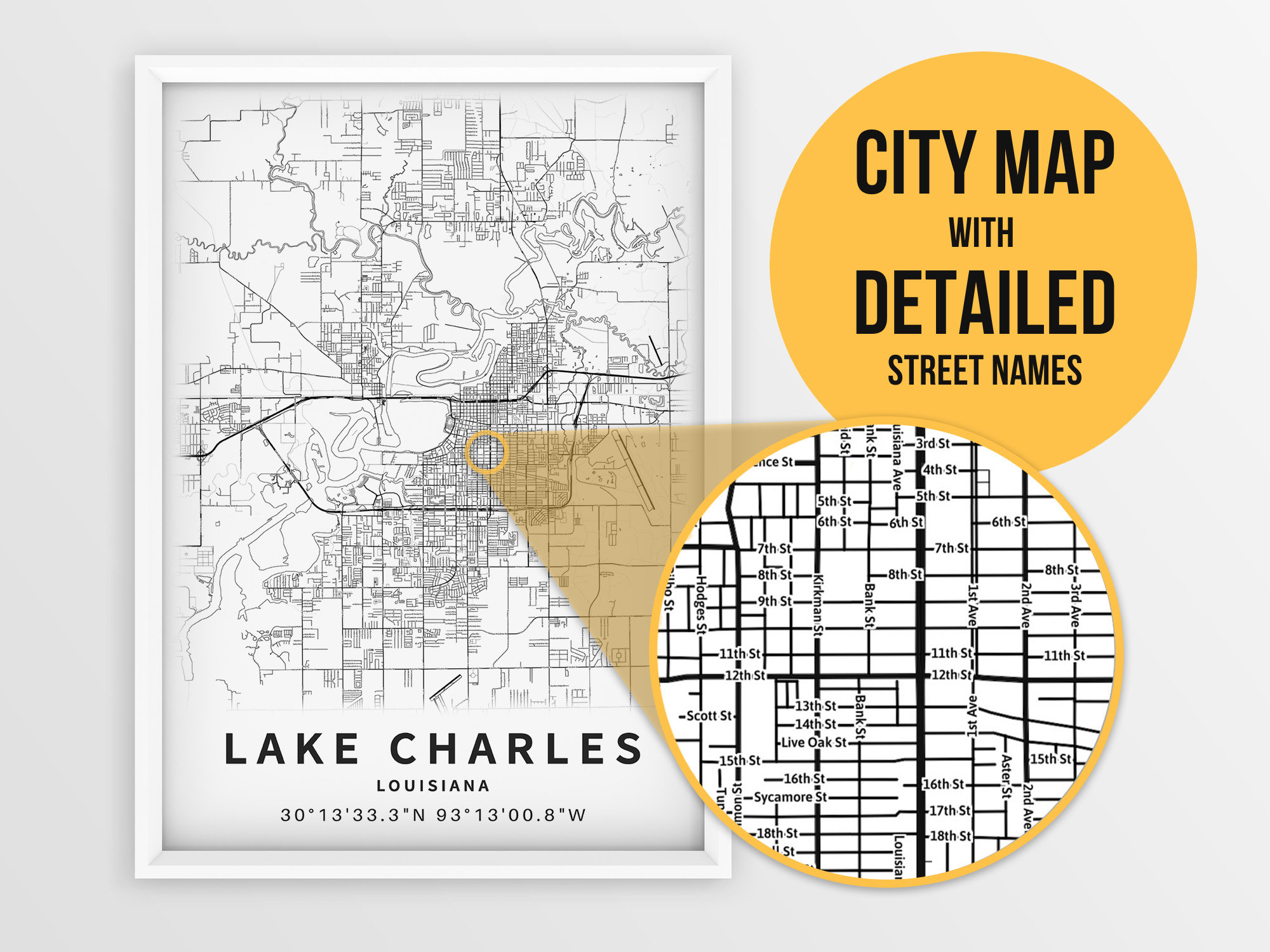 Printable Map of Lake Charles Louisiana - Il Fullxfull.2544311194 E61v