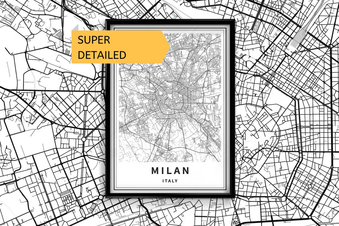 Printable Map of Milan Italy Instant Download City Map | Etsy