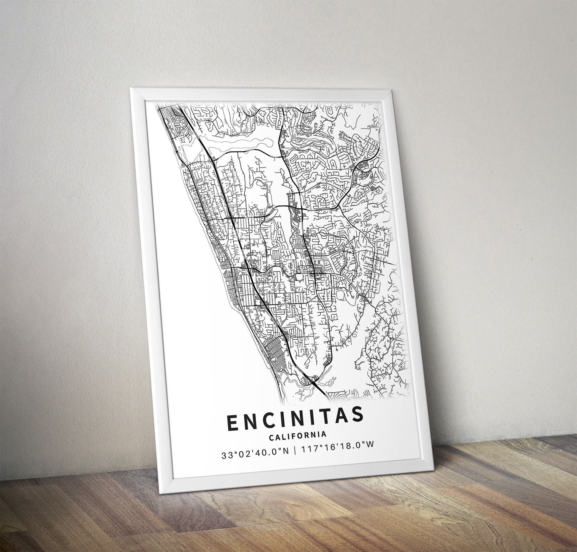 Printable Map of Encinitas, California, USA With Street Names - Instant ...