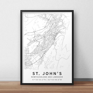 Printable Map of St. John's, Newfoundland and Labrador, Canada With ...