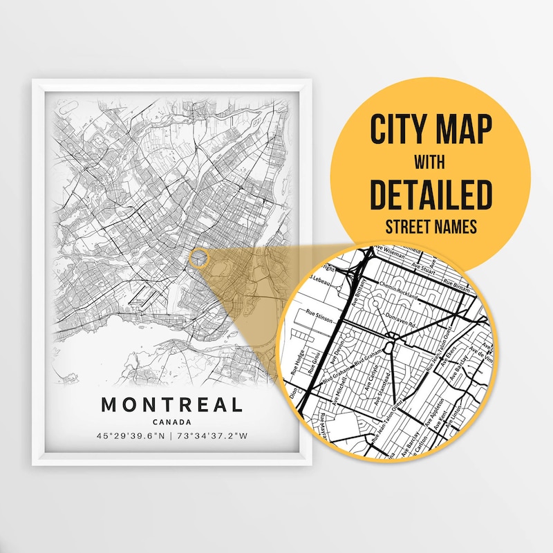 Montreal Map - Etsy Canada