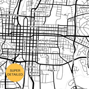 Raleigh North Carolina Map with Street Names, Printable Raleigh City Poster (Instant Download) image 3