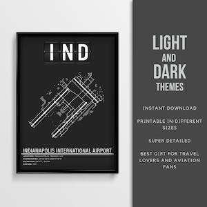 IND Indianapolis International Airport Poster - Instant Download \ Airport Map \ Pilot Gift \ Wall Art \ Indiana Poster \ Travel Airport