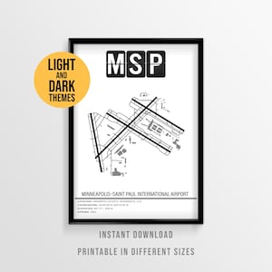 Minneapolis–Saint Paul Airport Poster, MCP Wold–Chamberlain Field Map, Minnesota Poster (Instant Download)