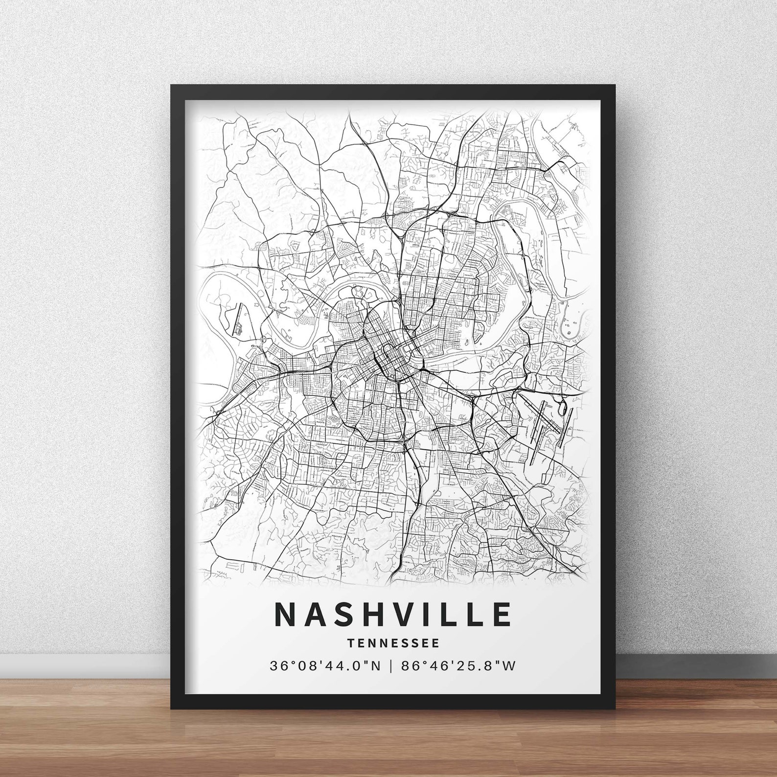 Printable Map of Nashville TN Tennessee United States With | Etsy