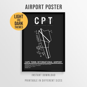 Cape Town International Airport Poster, CPT Runway Map Print, South Africa Travel (Instant Download)