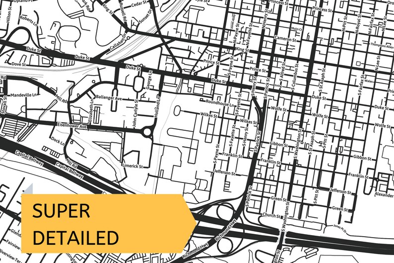 Printable Map of Alexandria Virginia VA United States with | Etsy