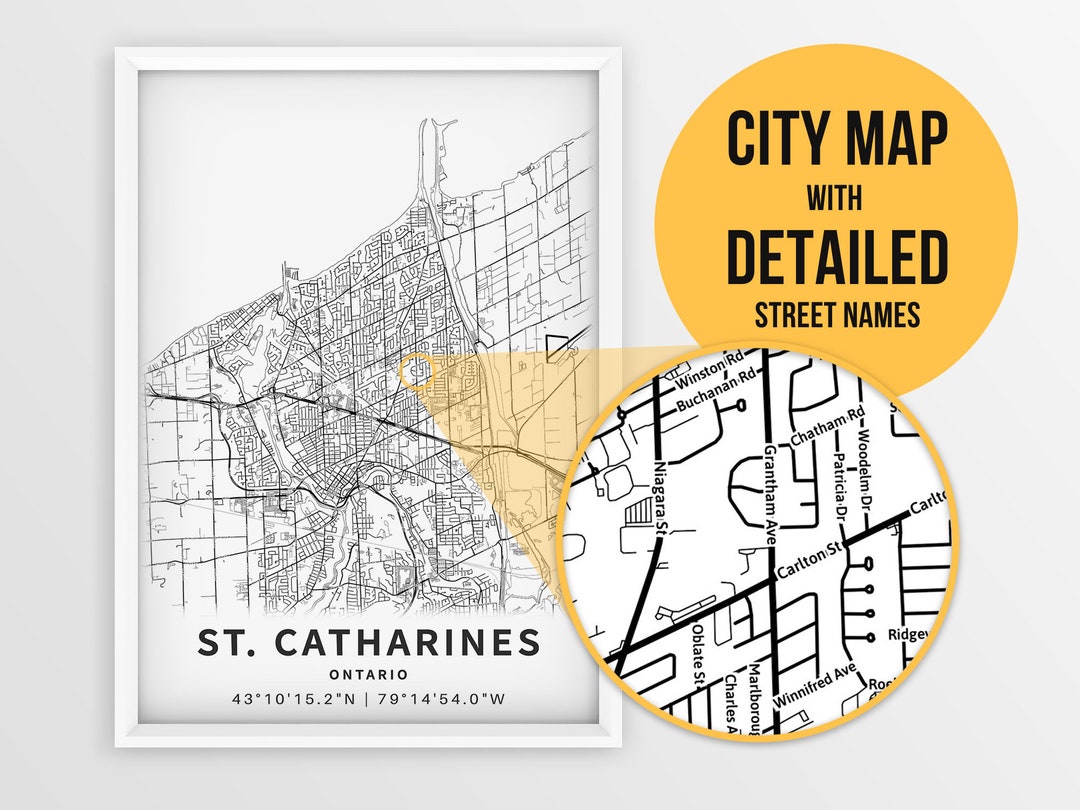 Printable Map of St. Catharines Ontario Canada With Street - Etsy