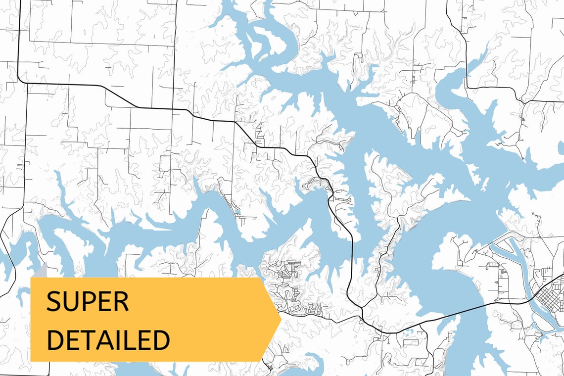 Printable Map of Truman Lake Missouri United States Etsy