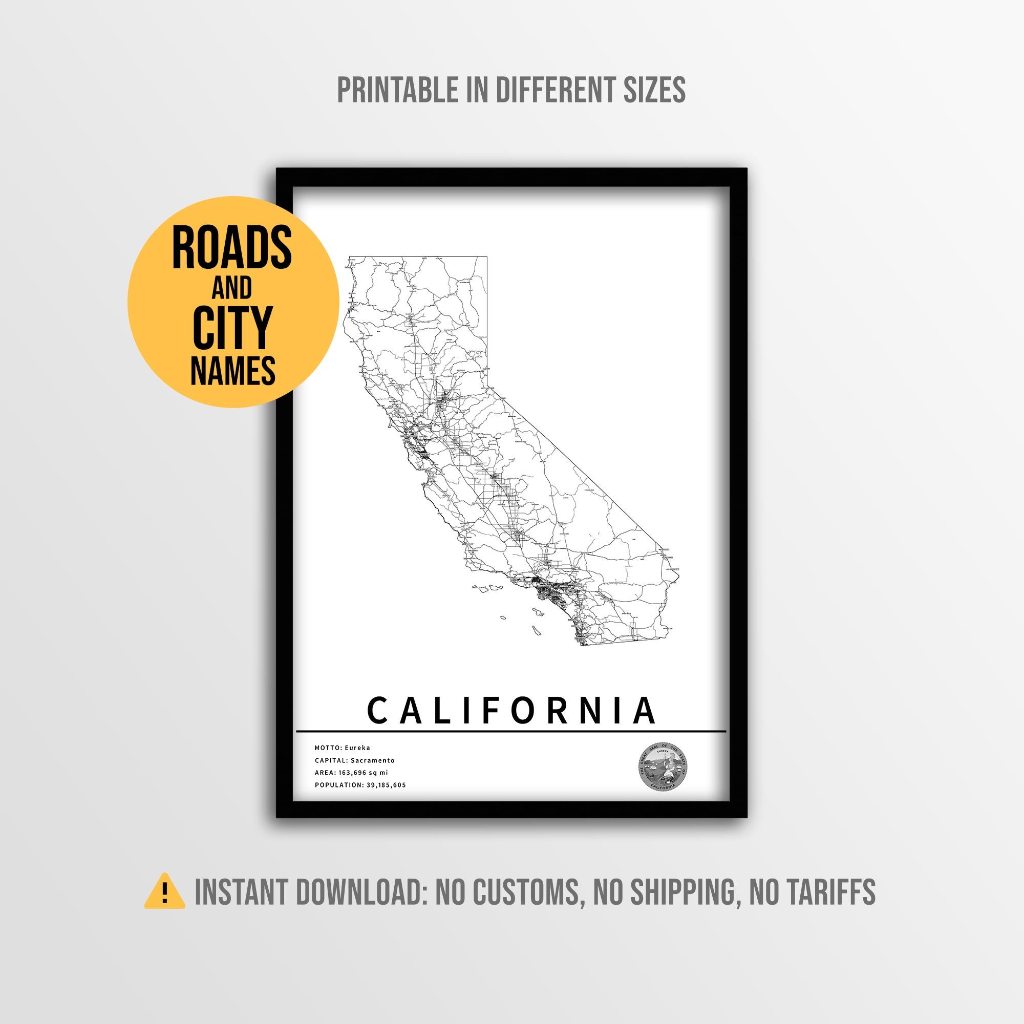 カリフォルニアの地図 - Etsy 日本