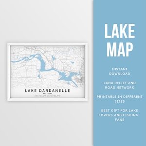 Mapa imprimible del lago Dardanelle, Arkansas, EE. UU. - Descarga instantánea \ Mapa del lago \ Cartel del mapa \ Decoración de la casa del lago \ LakeLife \ Pesca \ Paseos en bote