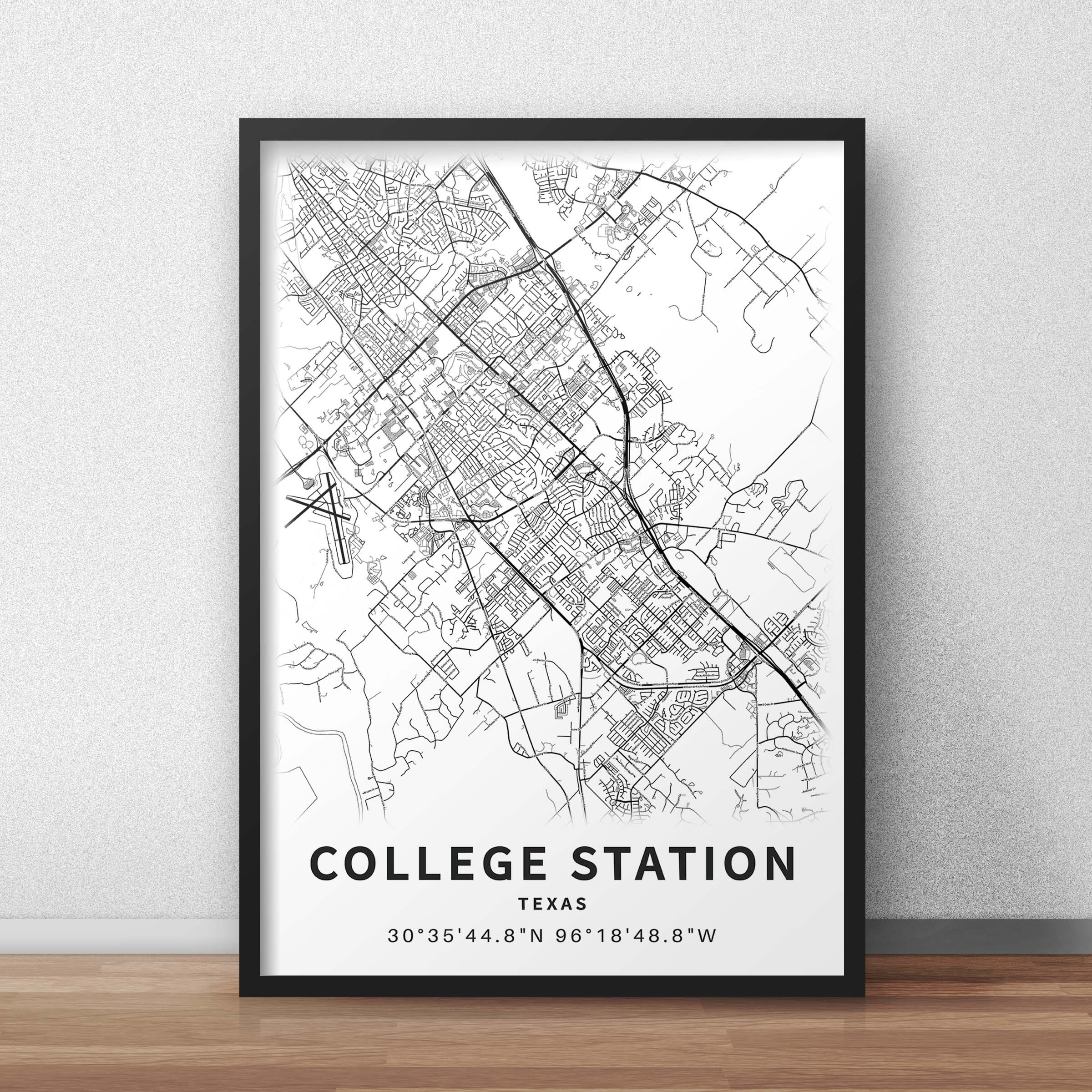 Printable Map of College Station TX Texas United States With | Etsy