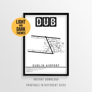 Dublin Airport Poster, DUB Aerfort Bhaile Átha Cliath Map, Ireland Travel Art (Instant Download)