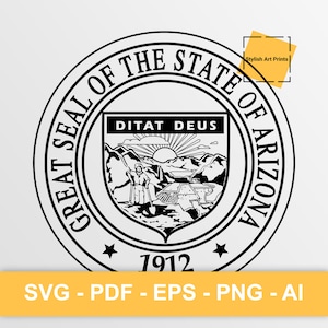 Sceau de l'État de l'Arizona, Arizona Vector Clipart - SVG \ PNG \ PDF \ Téléchargement instantané \ Découpe \ State Sign \ Commercial License