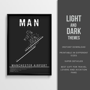 MAN Manchester Airport Poster - Sofort Download \ Airport Karte \ Geschenk Idee \ Wandkunst \ Printable \ England Reise Poster \ Map Print