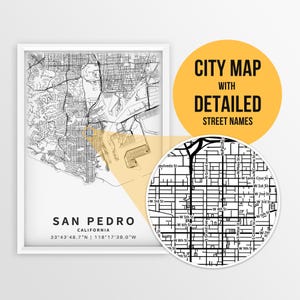 Druckbare Karte von San Petro, Los Angeles, Kalifornien mit Straßennamen - Instant Download ~ Karte ~ ~ Stadtplan ~ Strassenkarte
