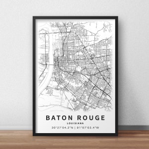 Printable Map of Baton Rouge, Louisiana, USA With Street Names ...