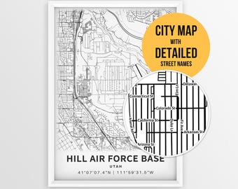 Hill AFB Map Poster, Utah Military Base Map with Street Names (Instant Download)