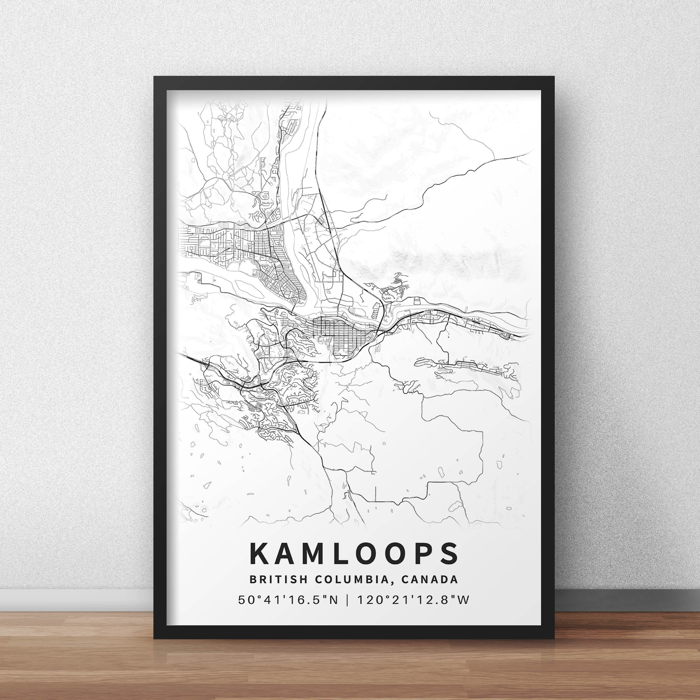 Printable Map of Kamloops British Columbia Canada with Etsy
