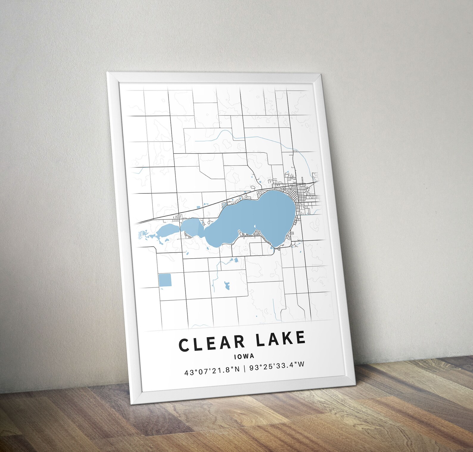 Printable Map of Clear Lake Iowa United States Instant Etsy