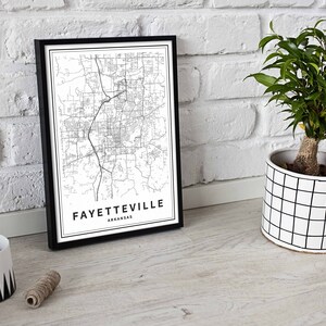 Printable Map of Fayetteville AR Map Print, Arkansas USA City Map ...