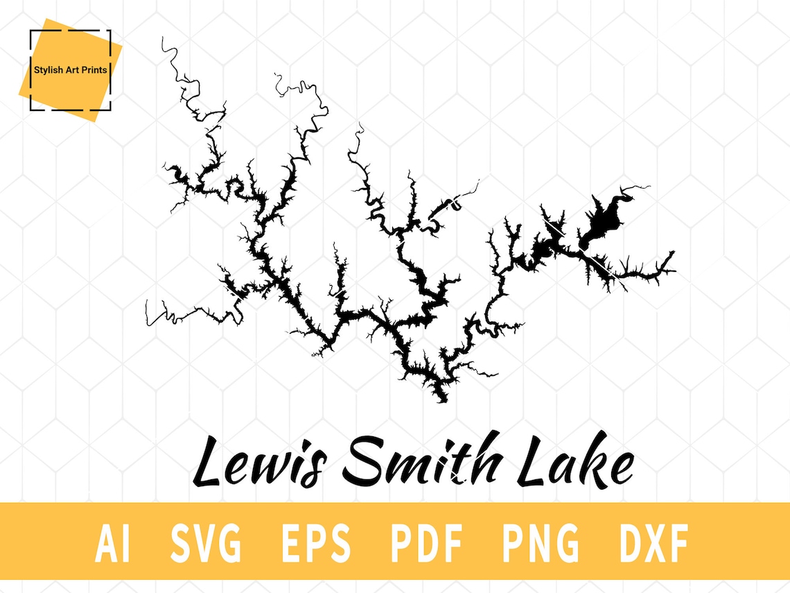 Lewis Smith Lake Alabama Map Vector File Instant Download Etsy