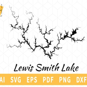 Lewis Smith Lake Alabama Kaart Vector File - Instant Download SVG \ DXF \ PNG \ Snijden \ Commerciële licentie inbegrepen