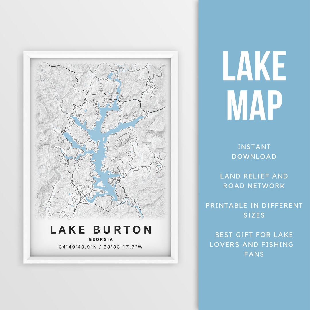 Printable Map of Lake Burton Instant Download Etsy