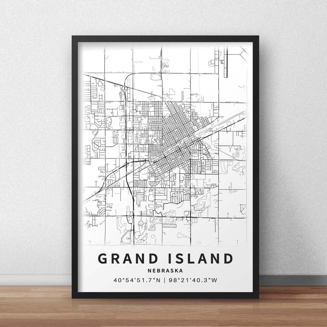 Printable Map of Grand Island NE Nebraska United States with | Etsy