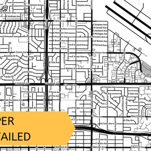 Printable Map of Fresno, California, USA With Street Names - Instant ...
