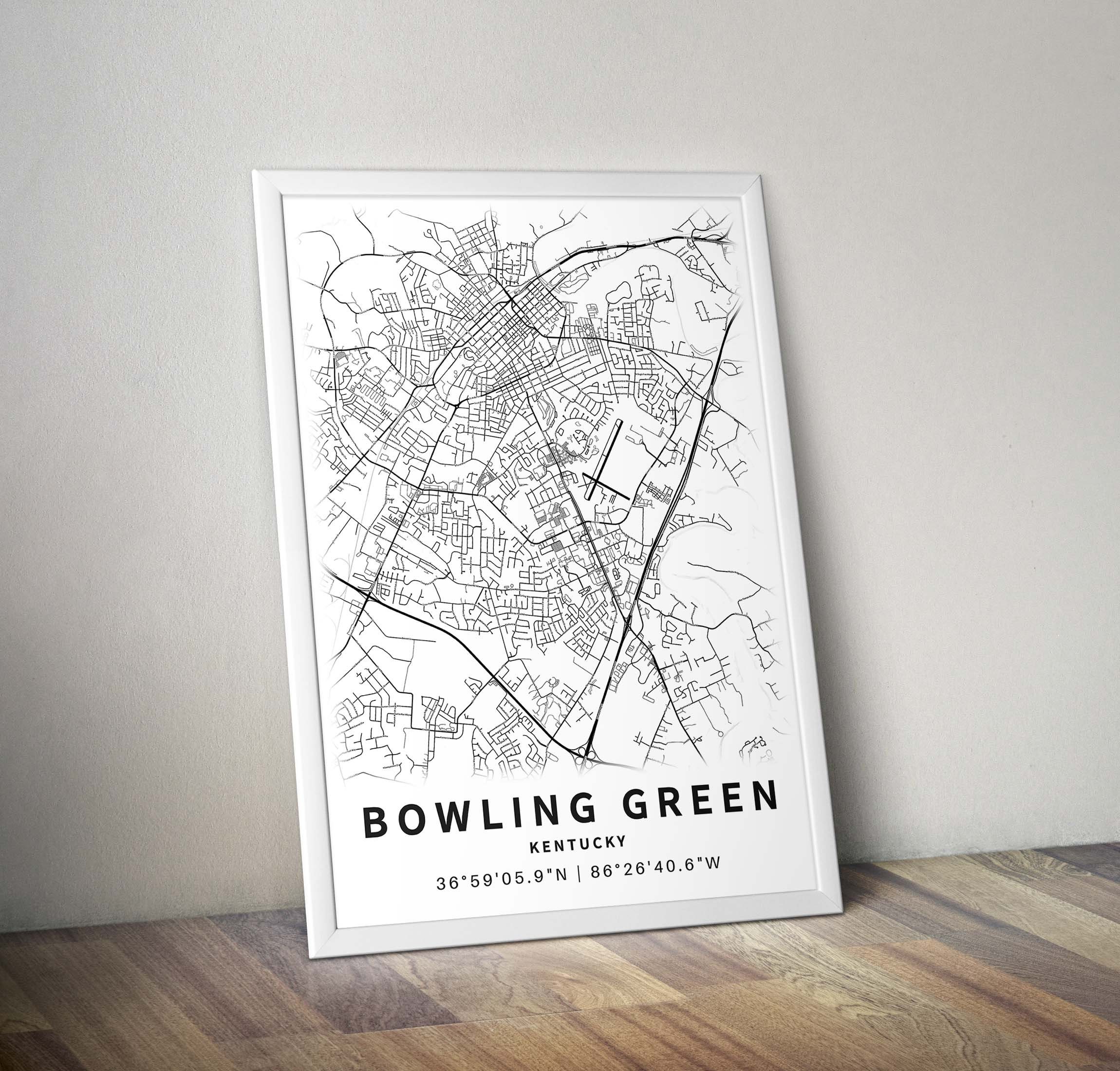 Printable Map of Bowling Green Kentucky United States With Etsy