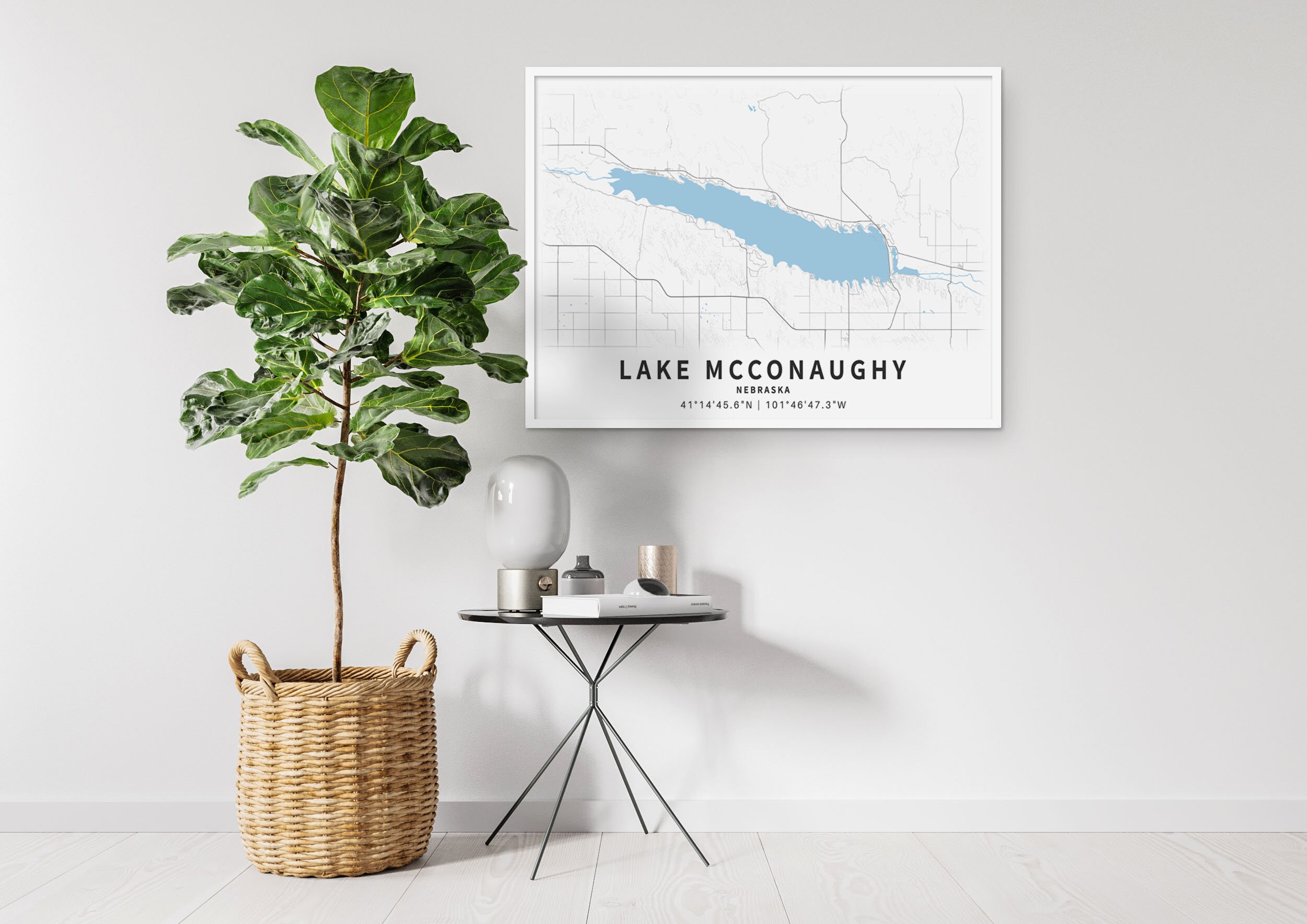 Printable Map of Lake Mcconaughy Nebraska United States Etsy