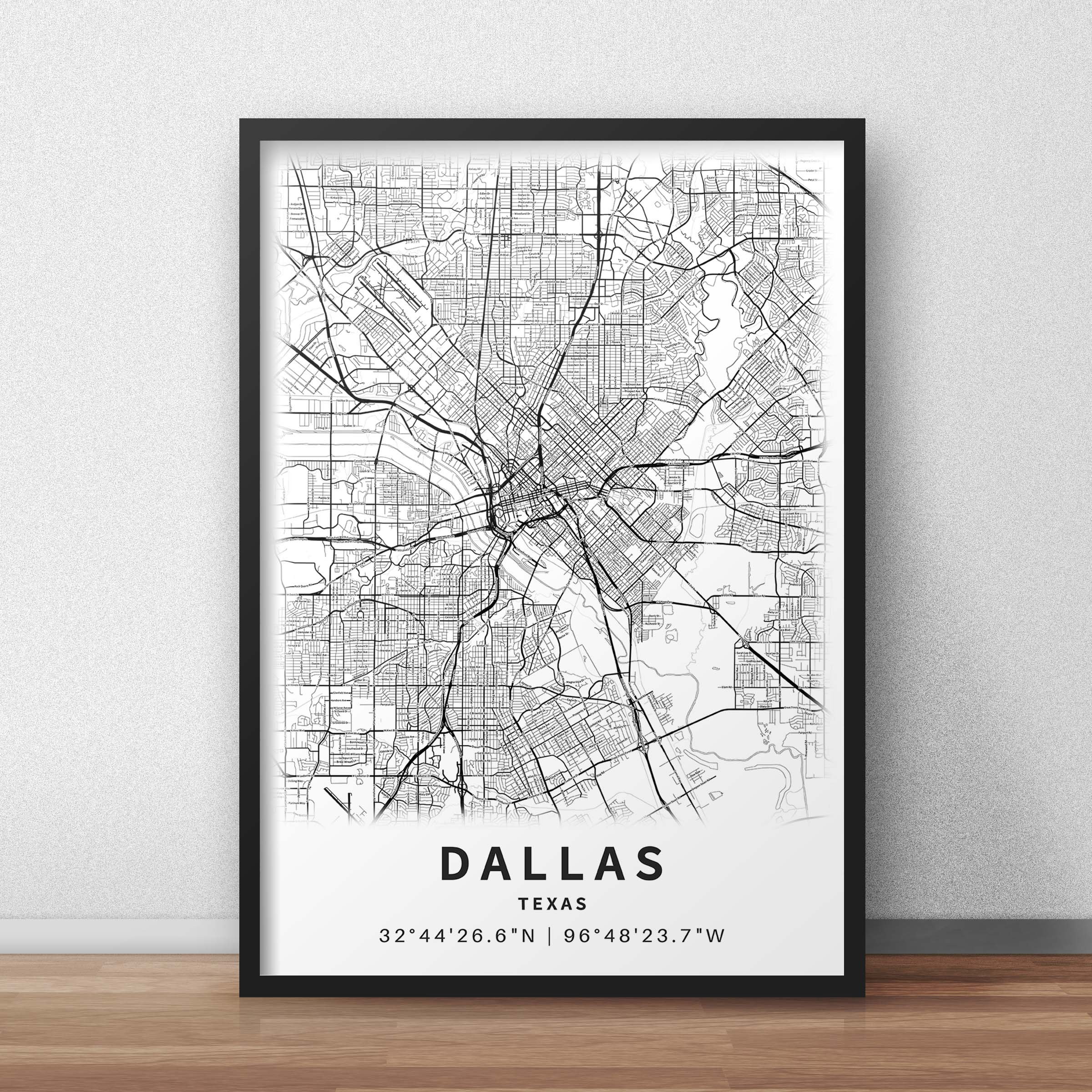 Printable Map of Dallas TX Texas United States With Street | Etsy