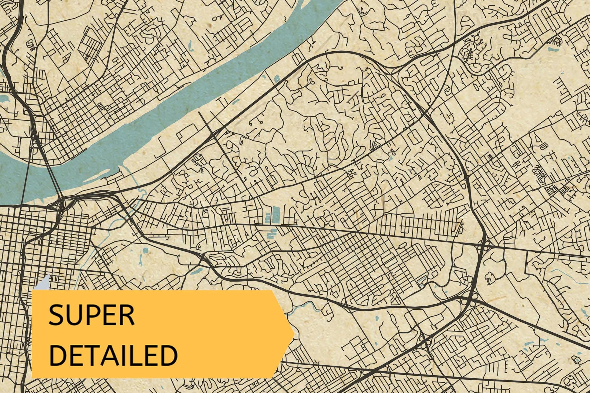 Printable Vintage Style Map of Louisville Kentucky USA | Etsy